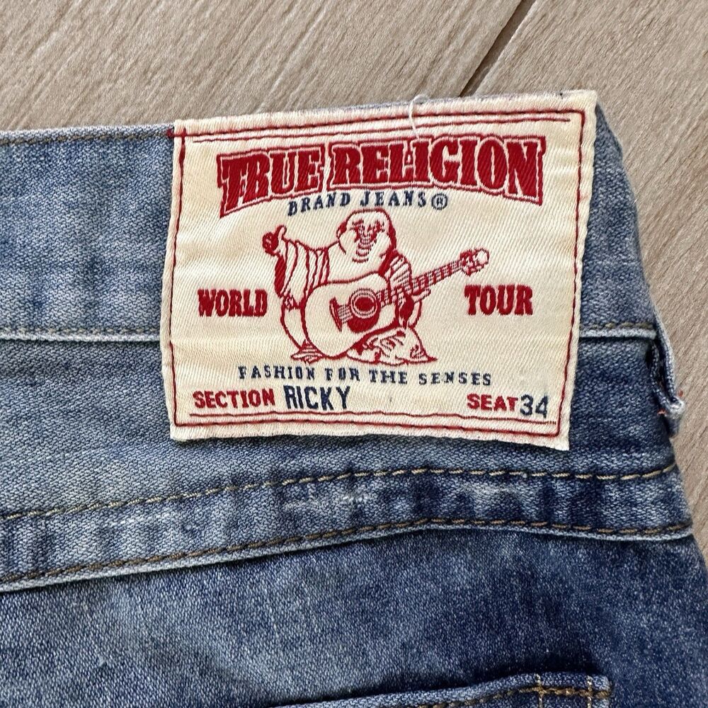 True Religion Men’s Bleached Ricky Jeans Size 42 x 30 Mens USA Made - Picture 5 of 15